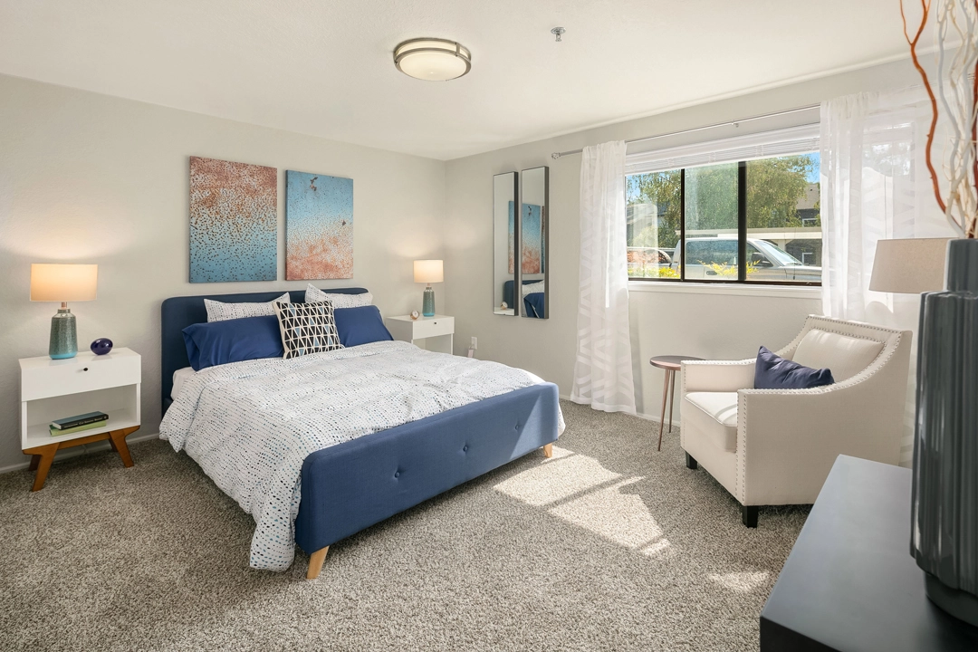 Bedroom with large window